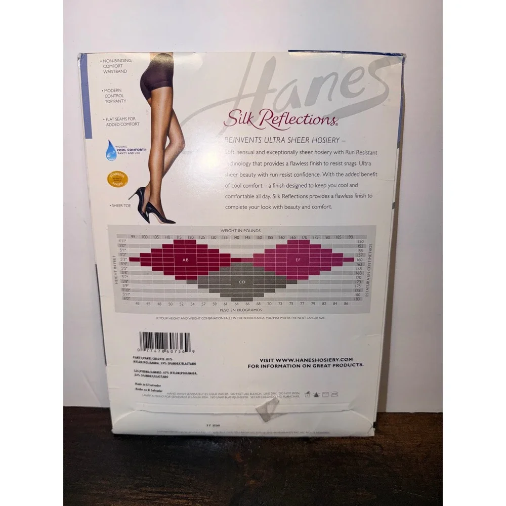 Hanes Silk Reflections Ultra Sheer Control Top Pantyhose 0B260 Natural‎ Sz AB